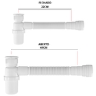 Sifão Sanfonado Com Copo 49cm Branco | Astra | Kit C/ 2 Un